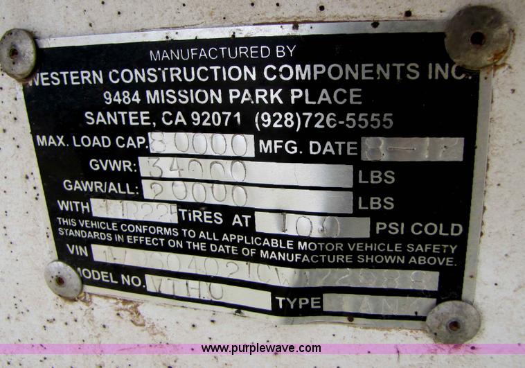 image for item B2217 2012 Western 130 barrel 40' vacuum tank trailer