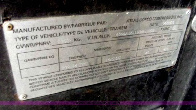 image for item B6244 2000 Atlas Copco XAS96 towable compressor