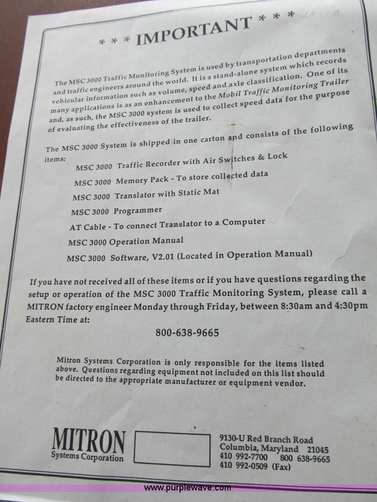 image for item D9309 MSC 3000 traffic counting system