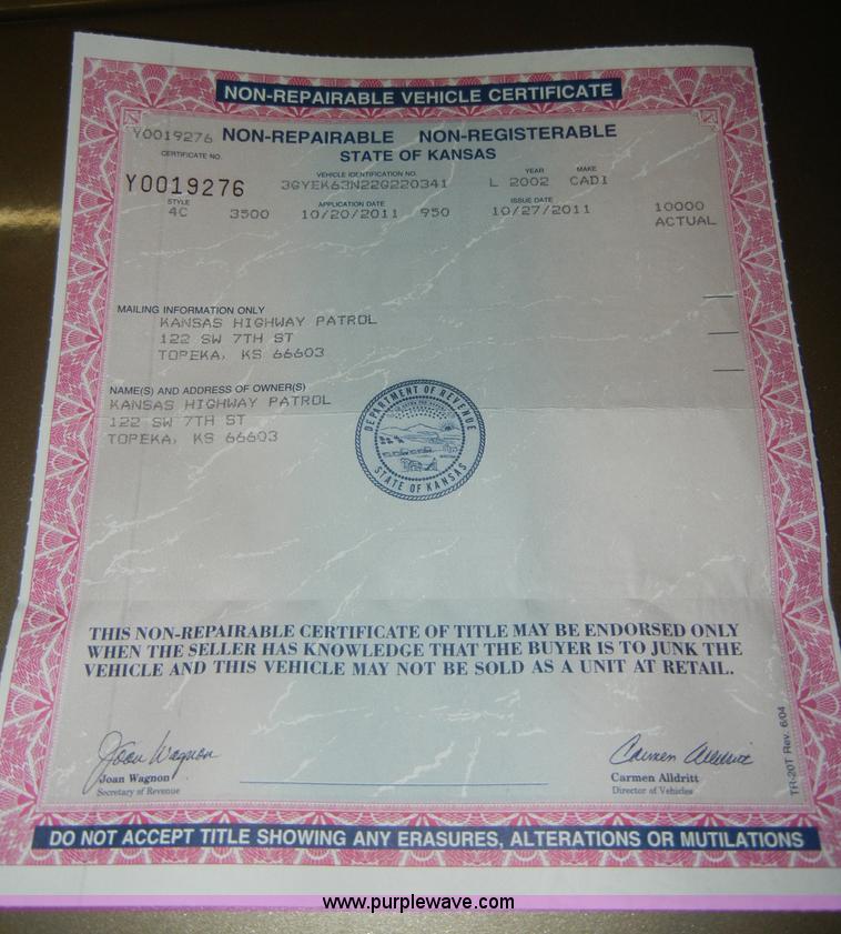 image for item C4084 2002 Cadillac Escalade EXT SUVNon-repairable certificate, parts only