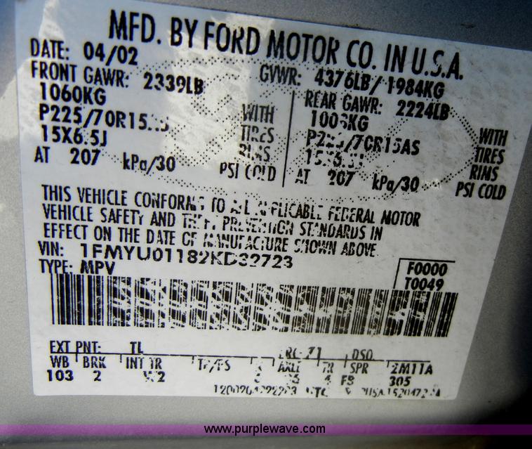 image for item C4073 2002 Ford Escape XLS SUV