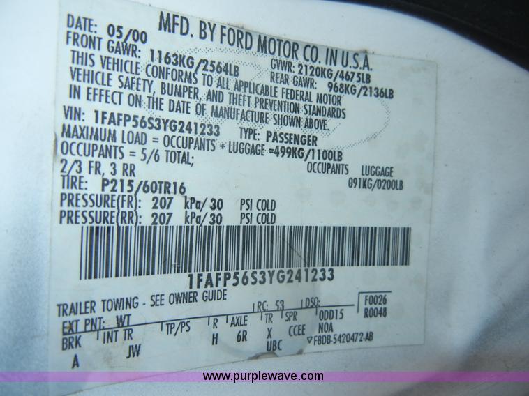 image for item C4074 2000 Ford Taurus SEL