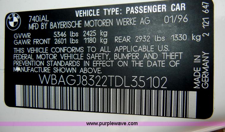image for item C4076 1996 BMW 740iL
