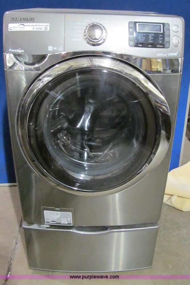 image for item S9296 Samsung stainless steel front load washer with pedestal
