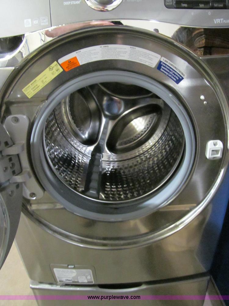 image for item S9296 Samsung stainless steel front load washer with pedestal
