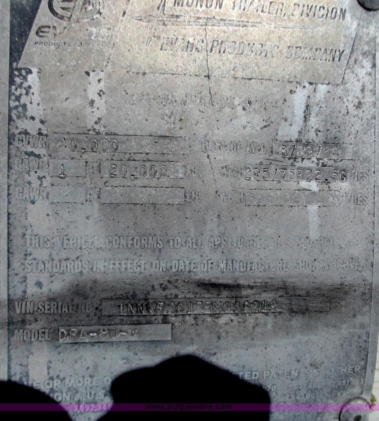 image for item E9625 1984 Evans Monon DFA80W dry trailer