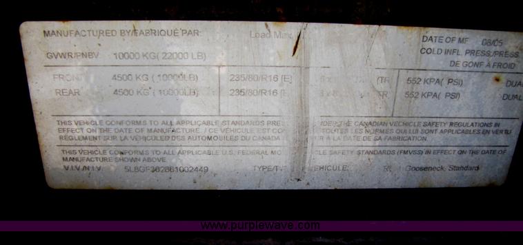 image for item B2220 2006 Load Max 36' gooseneck flatbed trailer