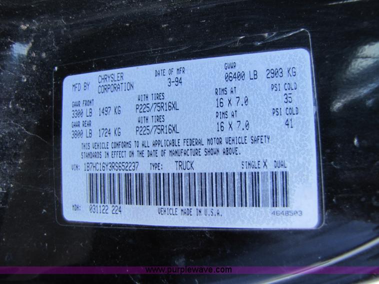 image for item B2223 1994 Dodge Ram 1500 pickup truck