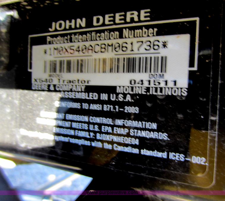 image for item B9088 2011 John Deere X540 lawn tractor