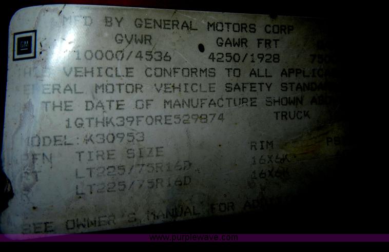 image for item C4062 1994 GMC Sierra K3500 SLE extended cab pickup truck