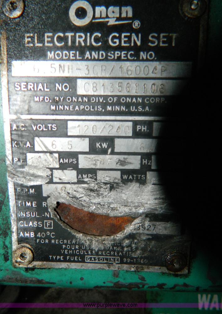 image for item E9420 Onan 6 KW generator