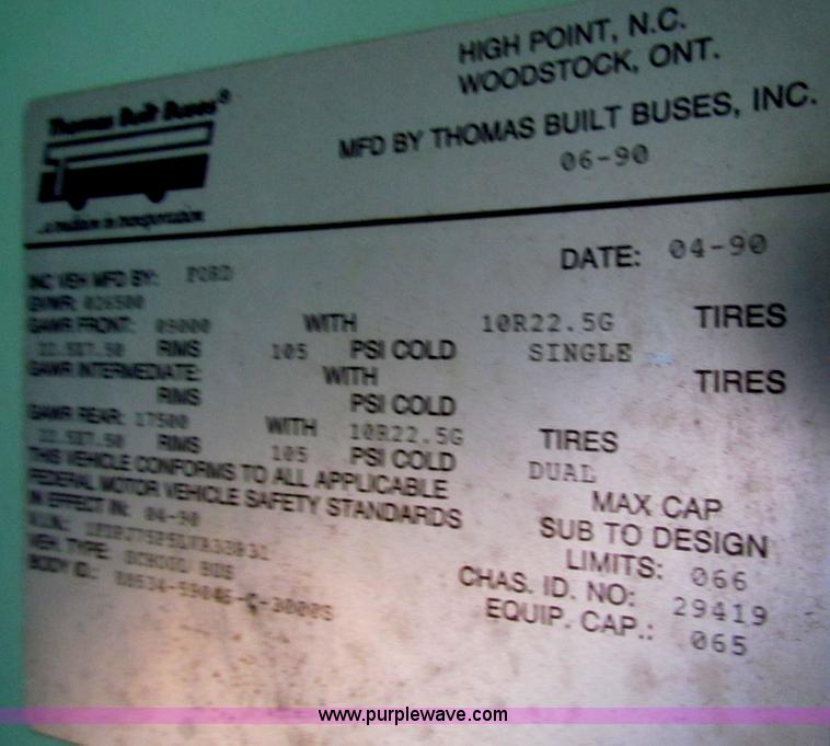 image for item I9674 1990 Ford B700 school bus