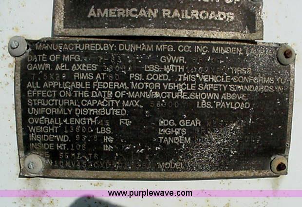 image for item B1017 1983 Dunham 45' storage semi trailer