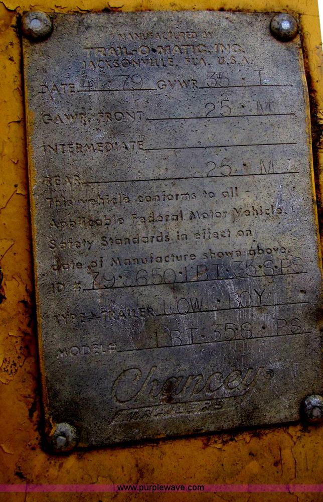 image for item B2616 1979 Chancey BT35SPS double axle lowboy trailer