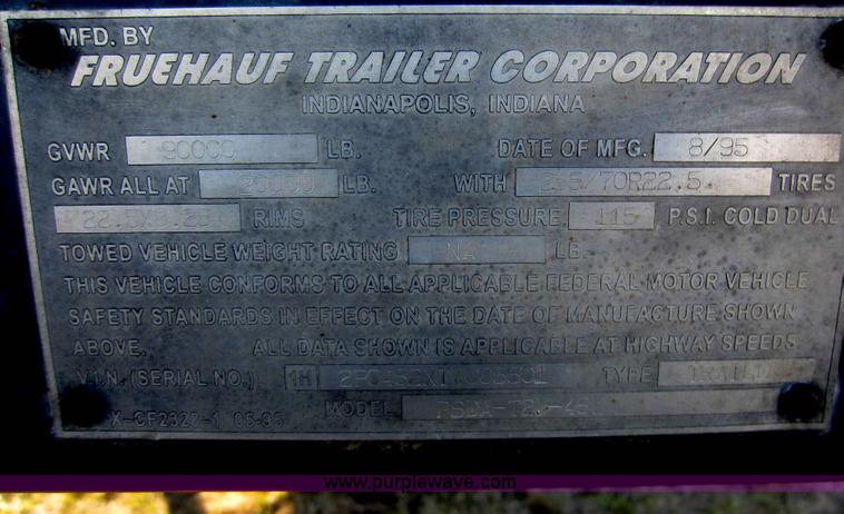 image for item C5269 1996 Fruehauf 48' step deck trailer