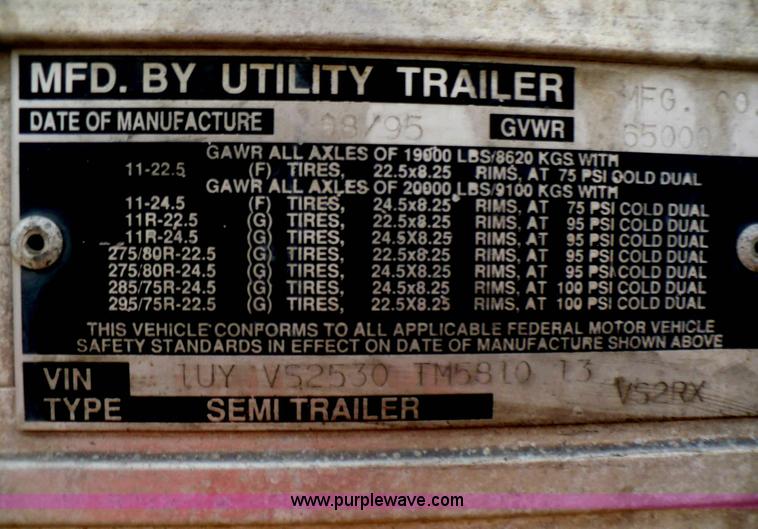 image for item D3041 1996 Utility 52' reefer trailer