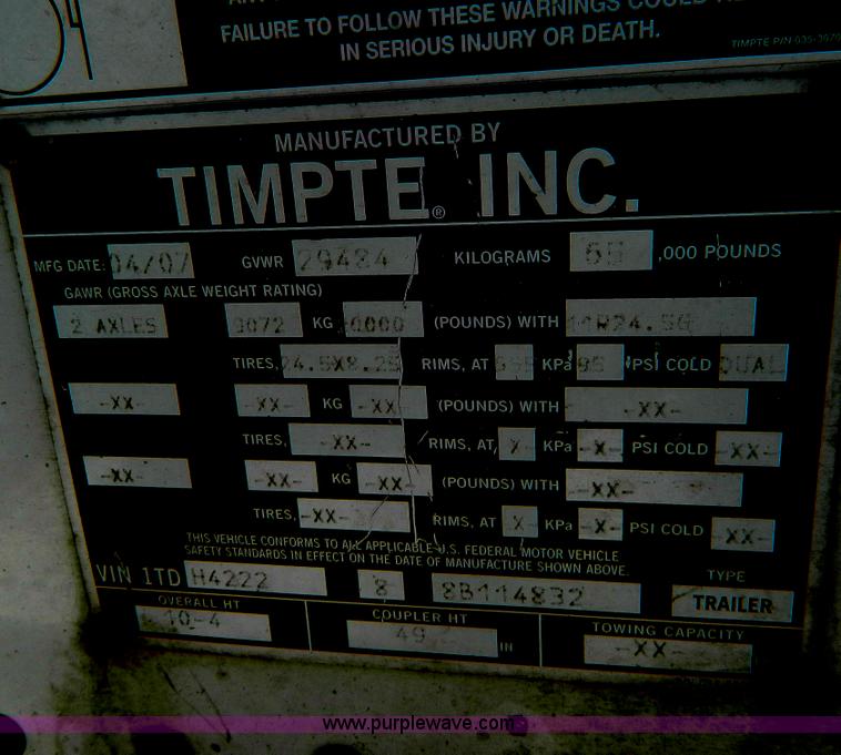 image for item D8865 2008 Timpte Super Hopper 42' grain trailer