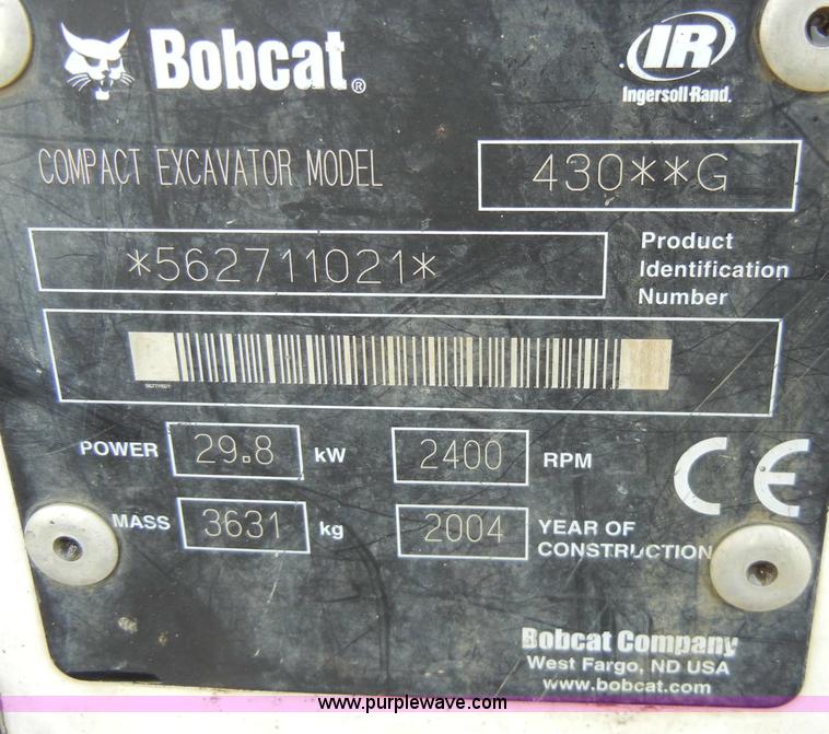 image for item C4101 2004 Bobcat 430ZHS G compact excavator