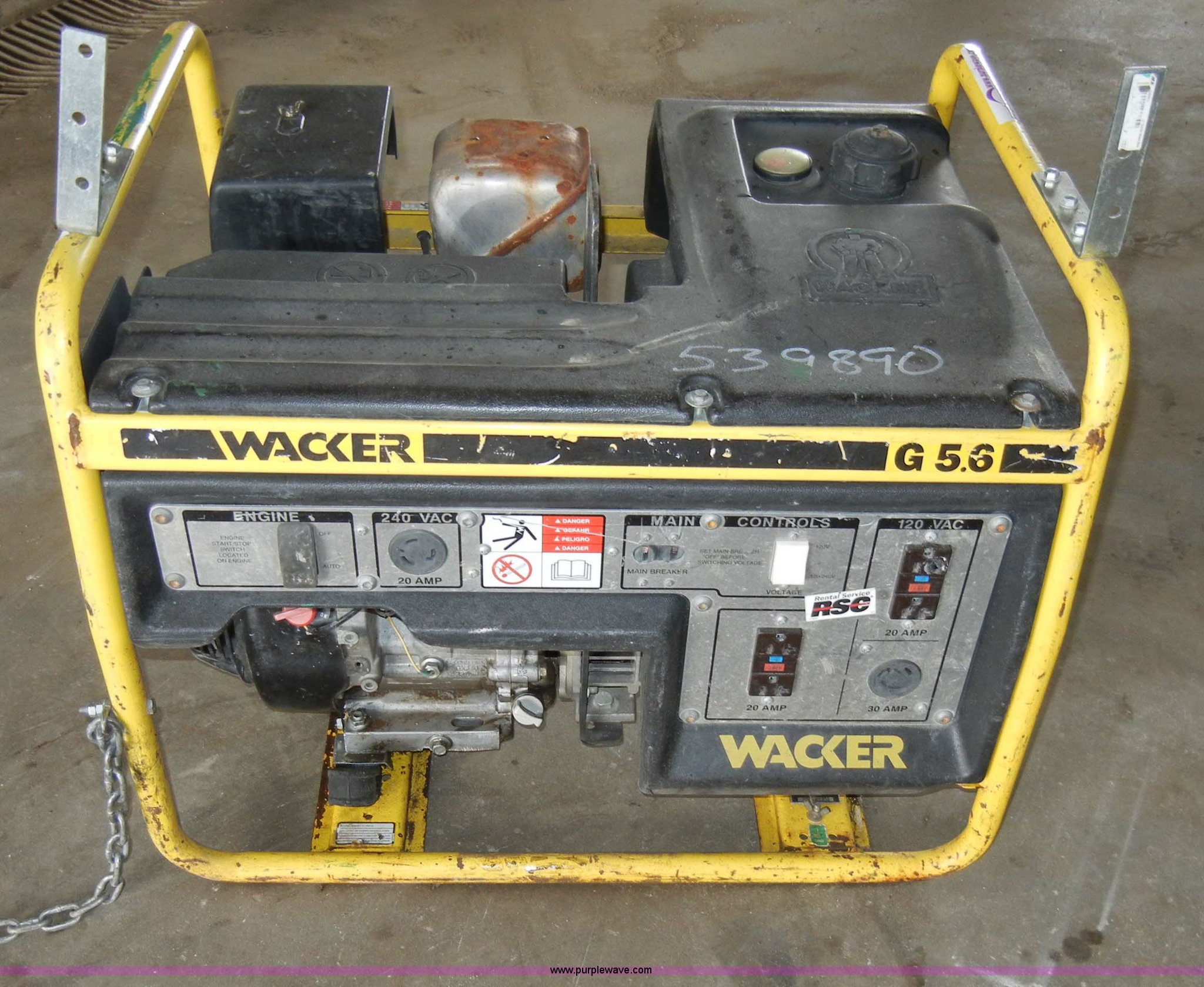 Wacker G 5.6 generator in Tonganoxie, KS Item J9398 sold Purple Wave
