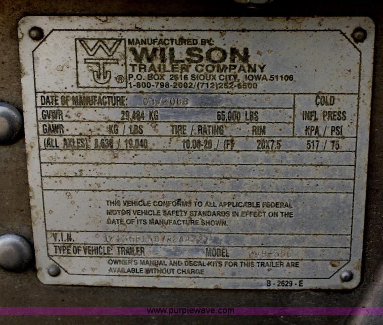 image for item A6930 2007 Wilson Pacesetter DWH550 43' grain trailer