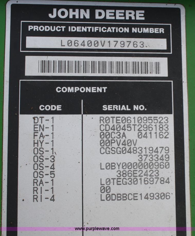 image for item A6948 1997 John Deere 6400 tractor with loader