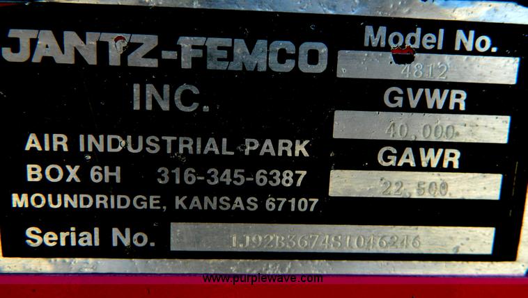 image for item D8896 1995 Jantz 48-12 combine trailer