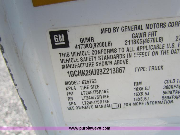 image for item B7152 2003 Chevrolet 2500HD pickup truck