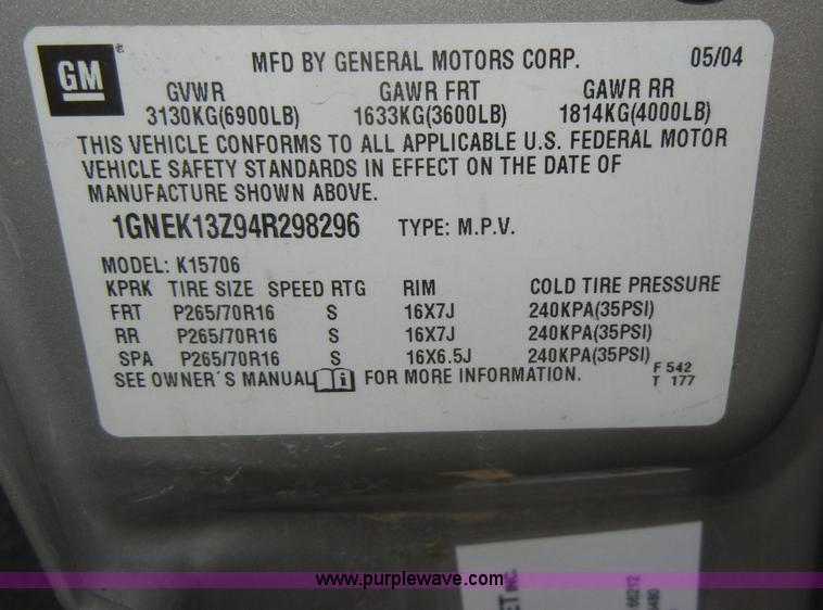 image for item C4211 2004 Chevrolet Tahoe 1500 LT SUV