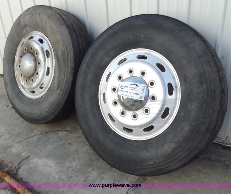 image for item D3552 (2) 315/80/22.5 tires on aluminum wheels