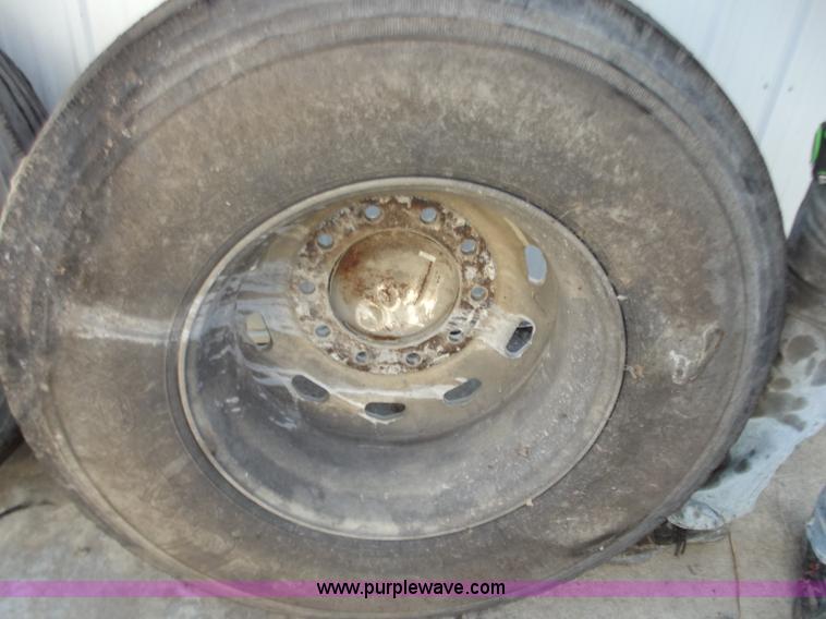 image for item D3552 (2) 315/80/22.5 tires on aluminum wheels