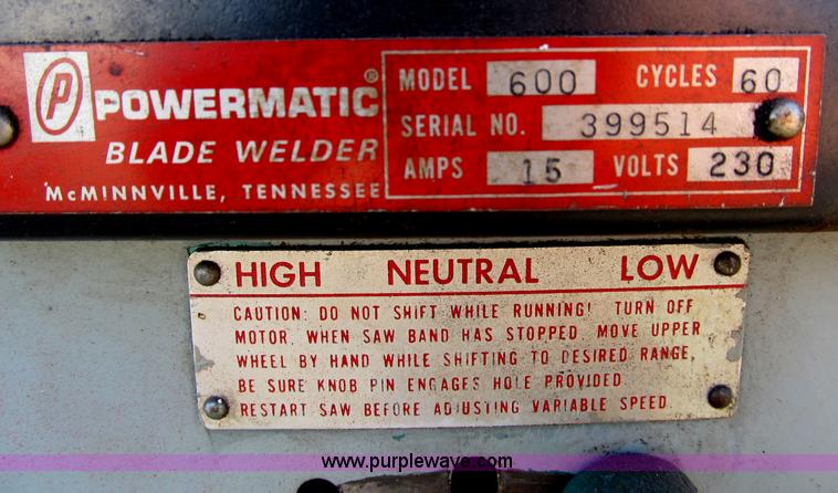 image for item D9320 Powermatic Band saw with blade welder