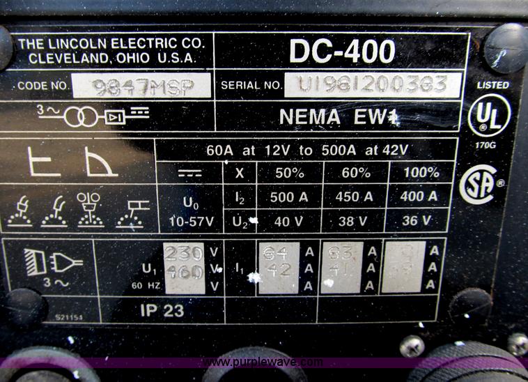image for item D9321 Lincoln Electric DC 400 welder