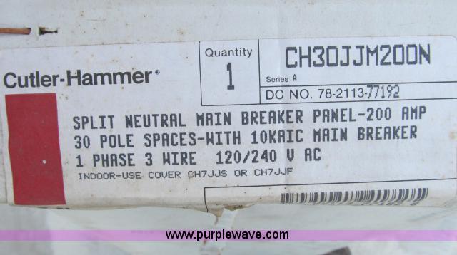 image for item D9325 Cutler Hammer Split Neutral main breaker panel