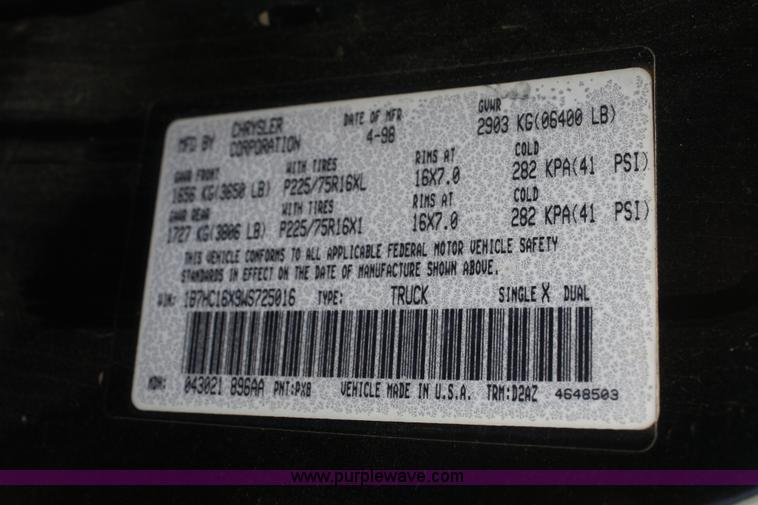 image for item C4435 1998 Dodge Ram 1500 pickup truck