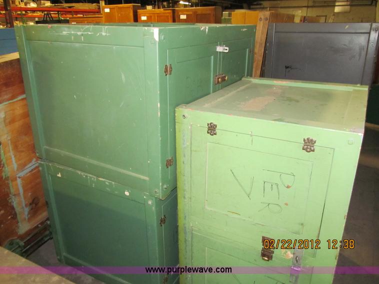 image for item A8131 (3) 54" x 64" work bench with pedestal cabinets