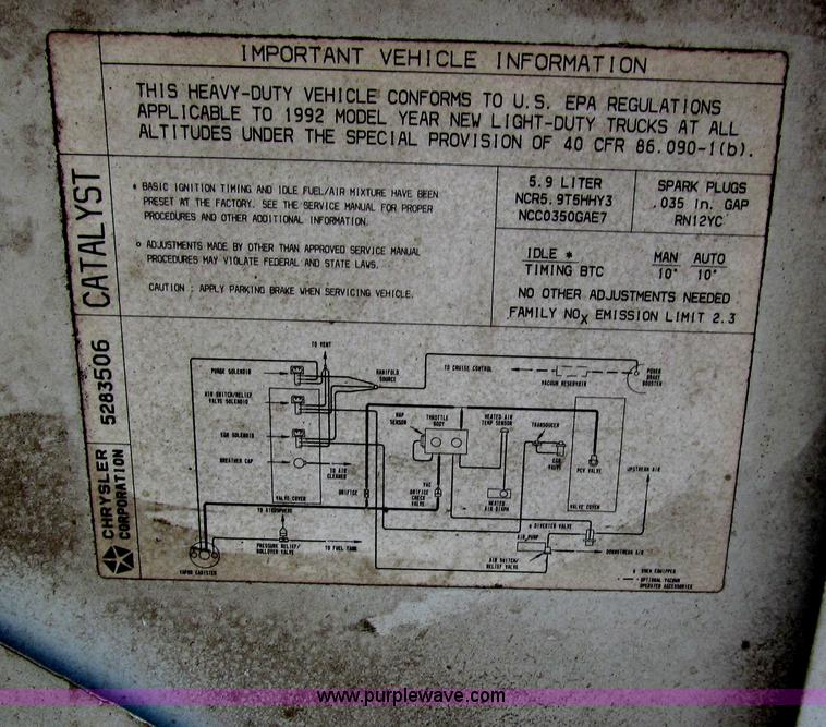 image for item A8192 1992 Dodge Power Ram 350 flatbed truck