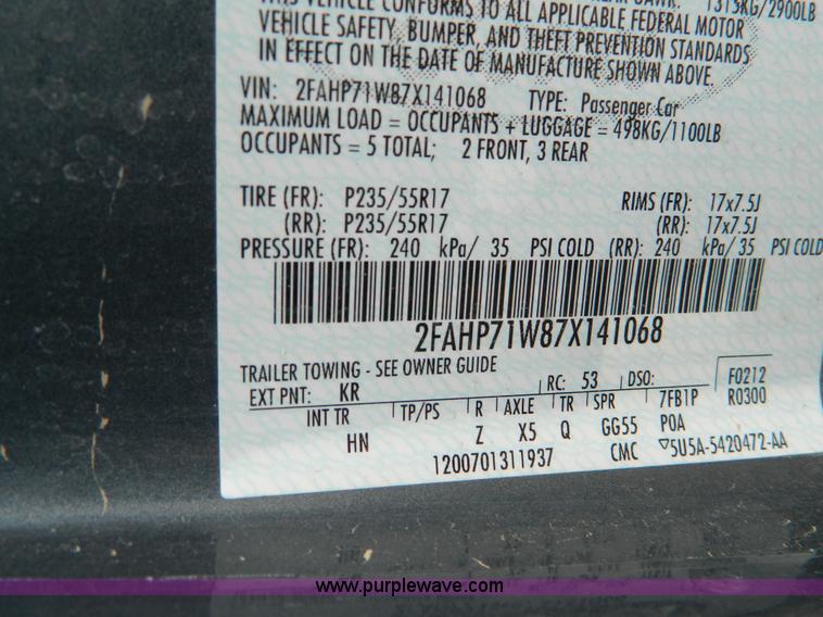 image for item B3595 2007 Ford Crown Victoria Police Interceptor