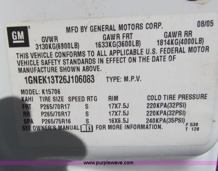 image for item B7200 2006 Chevrolet Tahoe K1500 SUV