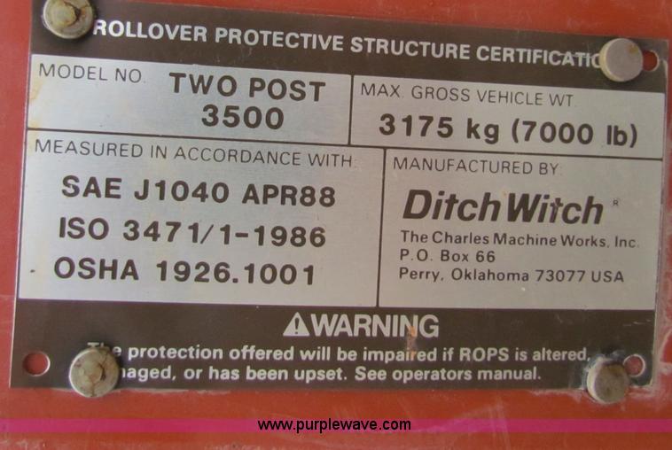 image for item B7207 1995 Ditch Witch 3500D  trencher with trailer