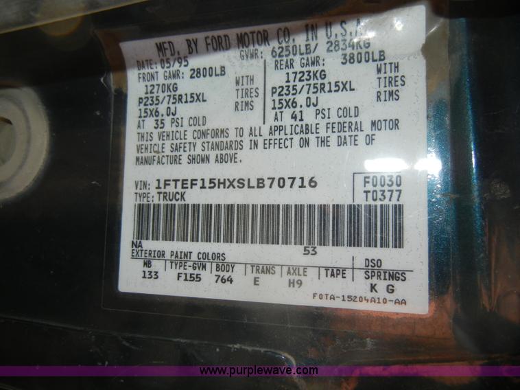 image for item C4336 1995 Ford F150 XL pickup truck