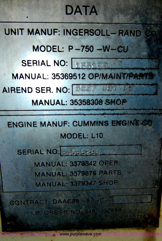 image for item C4339 Ingersoll Rand 750 air compressor