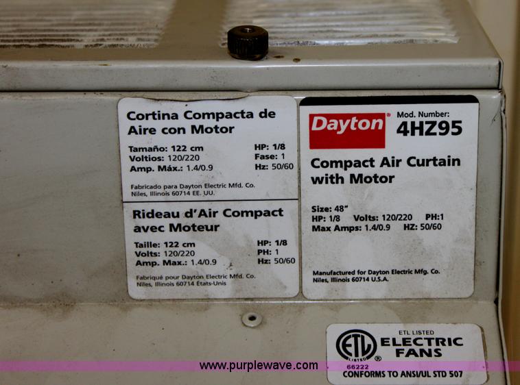 image for item L9603 Dayton 4HZ95 compact air curtain