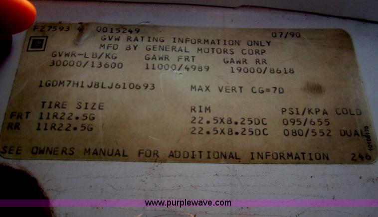 image for item F9176 1990 GMC TopKick truck with end gate lift