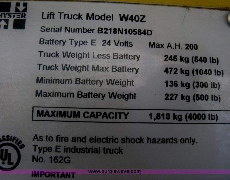 image for item A6127 Hyster W40Z motorized pallet jack