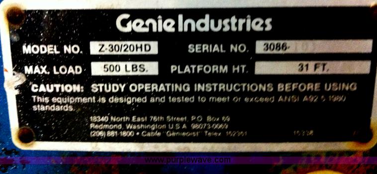 image for item B1069 1994 Genie Z-30/20HD electric boom lift
