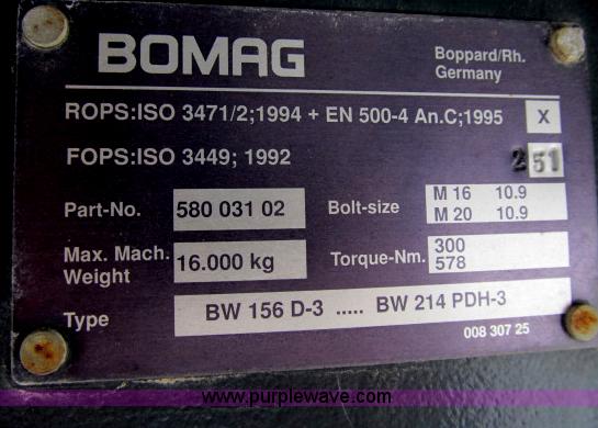 image for item B2645 Bomag BW156DH-3 vibratory roller