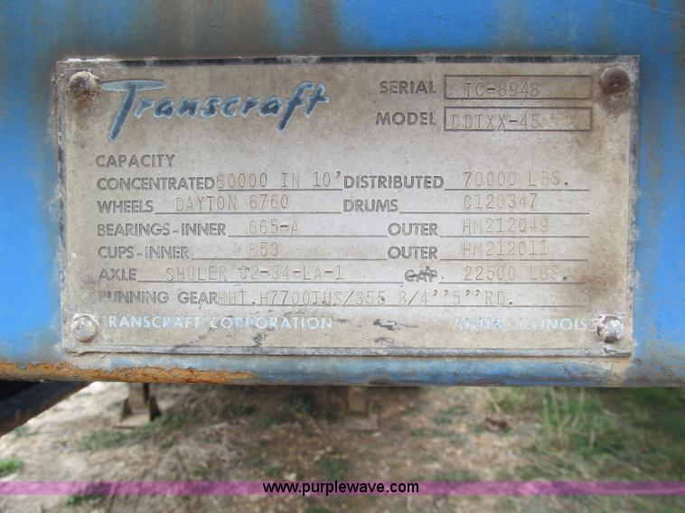 image for item D3068 1976 Transcraft 30 ton drop deck trailer