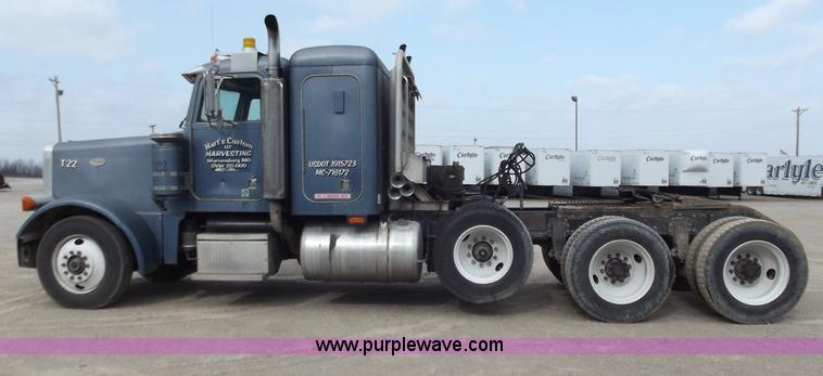image for item D3693 1989 Peterbilt 379 triple axle semi truck