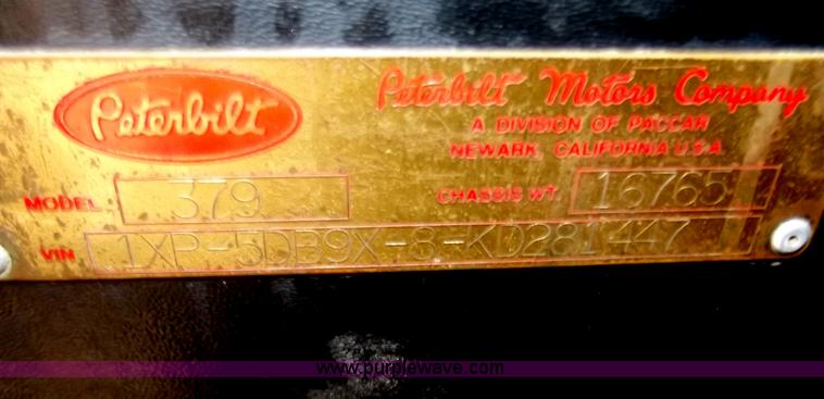 image for item D3693 1989 Peterbilt 379 triple axle semi truck