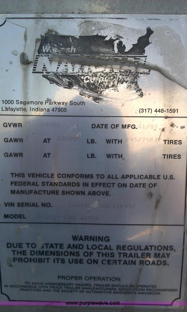 image for item B1080 1988 Wabash 48' storage semi trailer